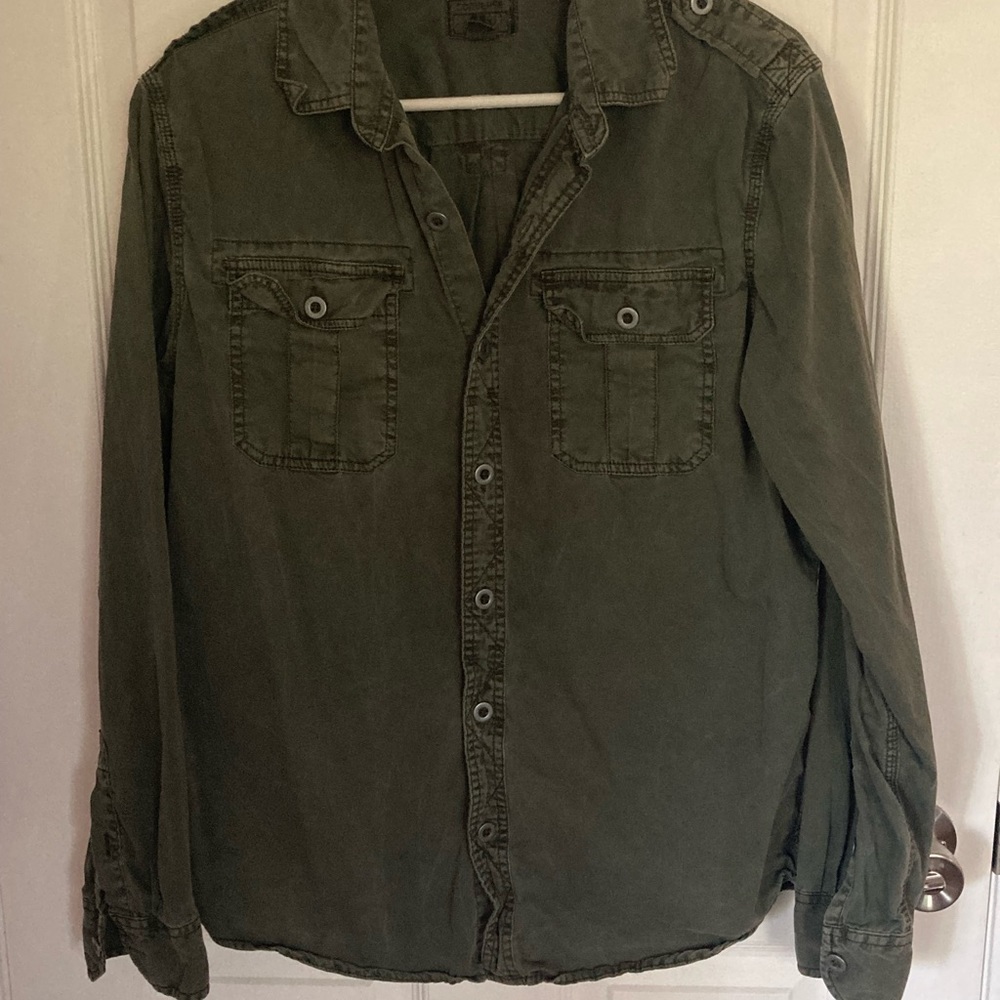 Army Green Converse Button Down Large Fit